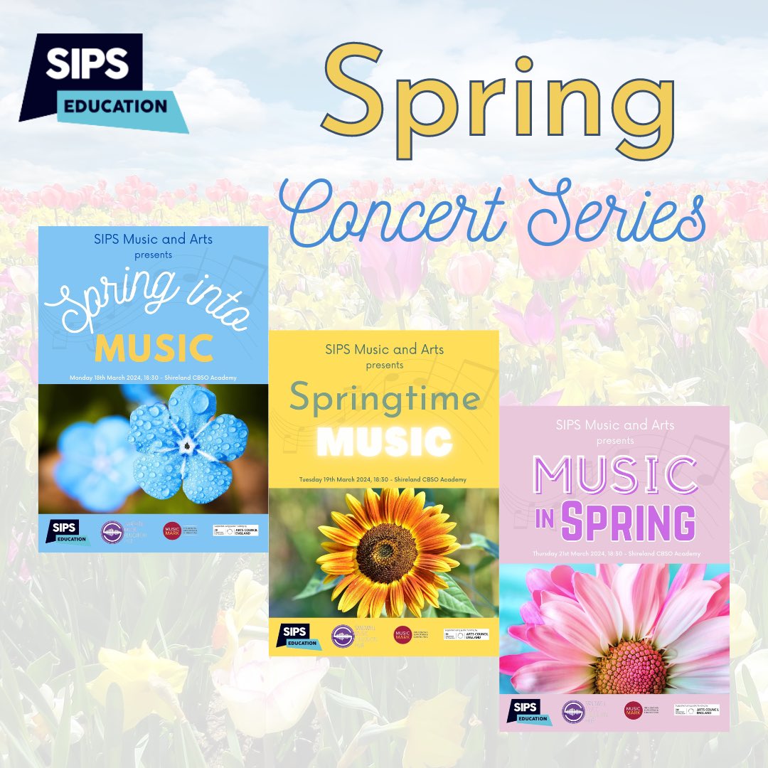 Spring concert tickets are now available at ‘The People’s box office’
thepeoplesboxoffice.com/tickets
 Spring into Music: 18:30 - Mon 18th March
Springtime Music: 18:30 – Tues 19th March
Music in Spring: 18:30 – Thurs 21st March
Venue: Shireland CBSO Ac
#sandwellmusic @SIPS_Education