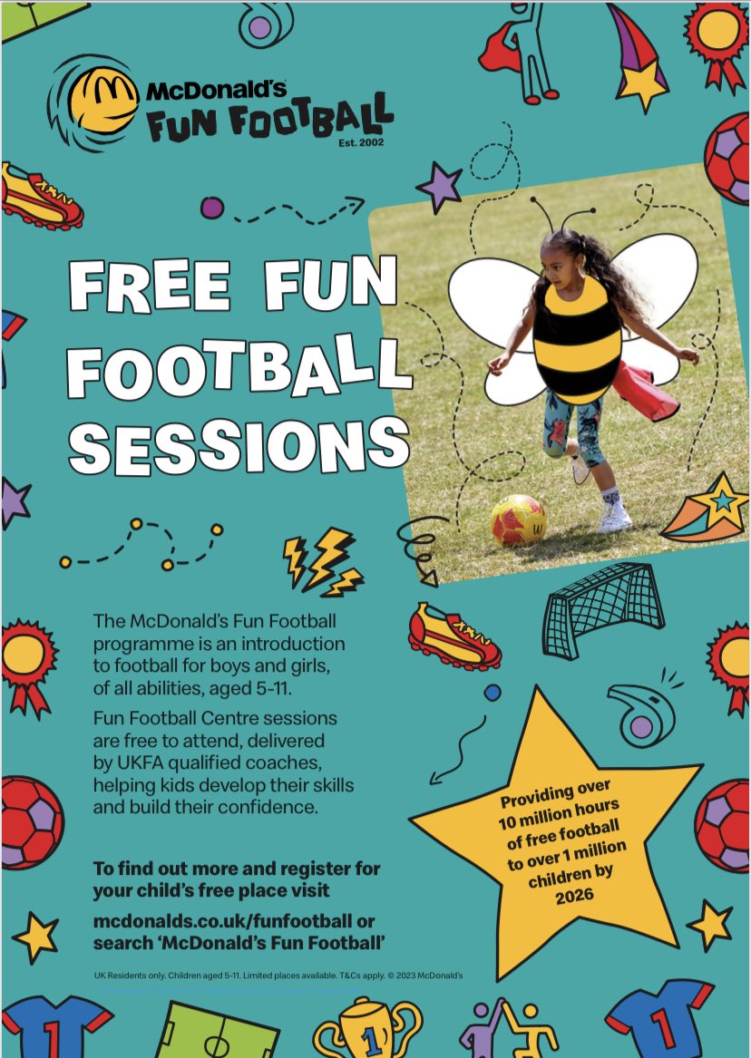 Glyncorrwg (Afan Valley) Free Fun Football kicks off today at 4.30pm. Join us. Ages 5-11. shorturl.at/hiJP9 Sunshine guaranteed. Remember to claim your free activity book: mcdonalds.com/gb/en-gb/footb… @GlyncorrwgPri @GlyncorrwgAfc @FunFootballUK @FAWales