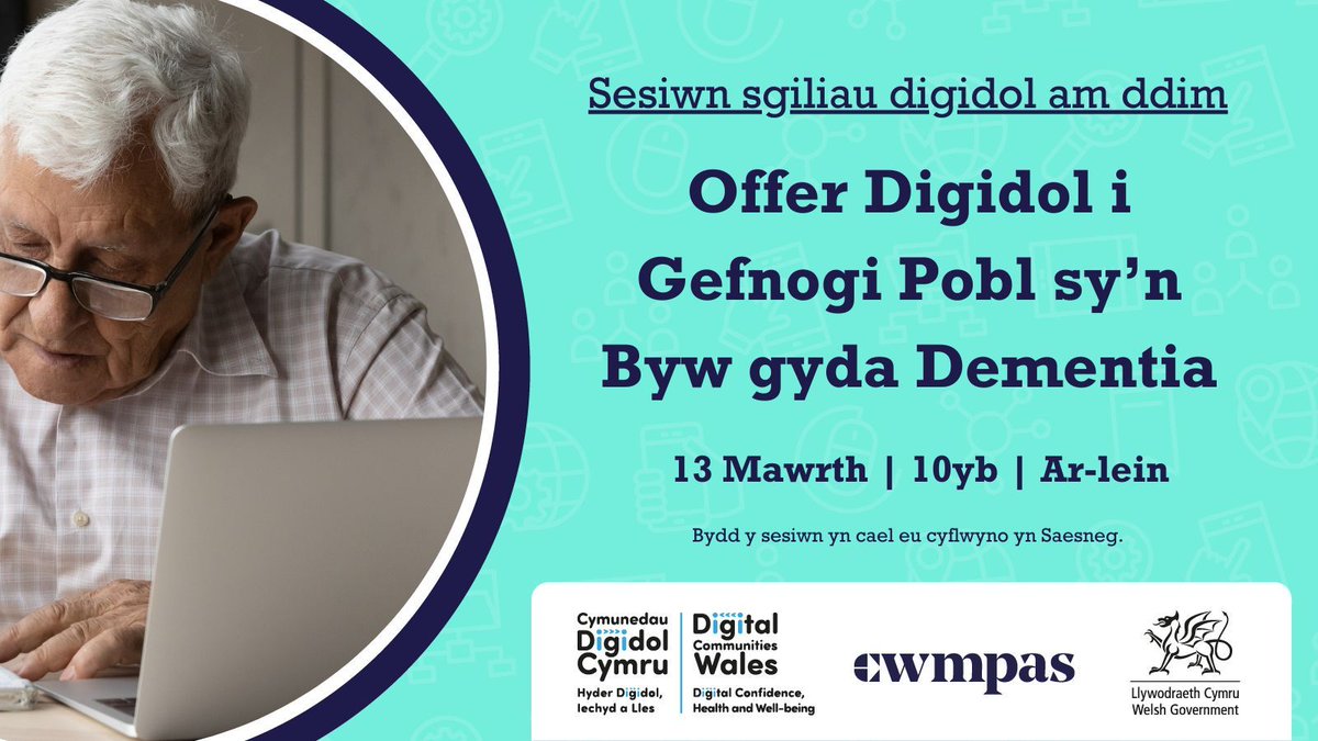 Digital Communities Wales (@dc_wales) on Twitter photo 🔮 Dydd Mercher nesaf (13 Mawrth) | 10yb
Offer Digidol i Gefnogi Pobl sy’n Byw gyda Dementia gyda <a href="/effroproject/">effroproject</a> (ENG)
🧠 Offer digidol ar gyfer lles
🧠 Atgofion, amlsynhwyraidd
🧠 Cadw'n gysylltiedig ac yn annibynnol
🎟️: buff.ly/3IprsmE 🔮 Dydd Mercher nesaf (13 Mawrth) | 10yb
Offer Digidol i Gefnogi Pobl sy’n Byw gyda Dementia gyda <a href="/effroproject/">effroproject</a> (ENG)
🧠 Offer digidol ar gyfer lles
🧠 Atgofion, amlsynhwyraidd
🧠 Cadw'n gysylltiedig ac yn annibynnol
🎟️: buff.ly/3IprsmE