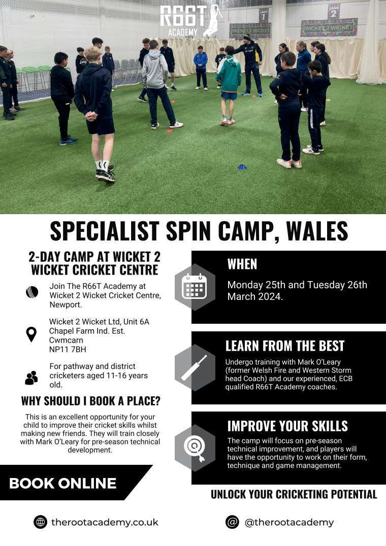 Specialist spin camp, Wales - 2-day camp at Wicket 2 Wicket Cricket Centre with @sparkyoleary1
