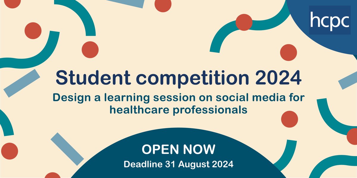 📣Calling all students on HCPC-approved programmes!

It’s time to show the world your expertise. This year, create a learning session on social media and you could win a £300 voucher prize. 💸

 The HCPC student competition is open now!
ow.ly/iAvI50QLnHm

 #HCPCstudentcomp