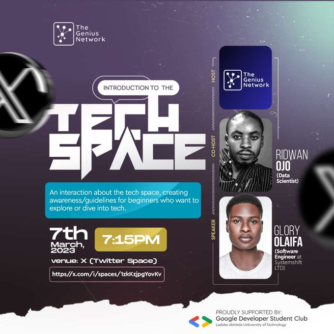 _tgn_official_'s tweet photo. Two days to go ❗❗
Our aim and objective is to:

🌐 Explore the vast opportunities within the tech industry.
🔍 Shed light on various career paths and pathways.
💡 Provide insights to help you craft a successful roadmap in tech.

🔔🔔[https://t.co/aN32Erpcpe] https://t.co/v0ffb5uByq
