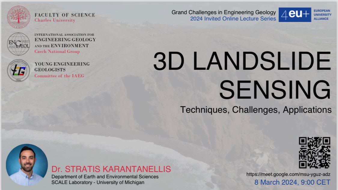 realYEGs's tweet photo. YEG is presenting an online lecture event on “3D landslide sensing: Techniques, Challenges and Applications” with Stratis Karantanellis as invited speaker at Charles University in Prague. https://t.co/KKABHERTX6