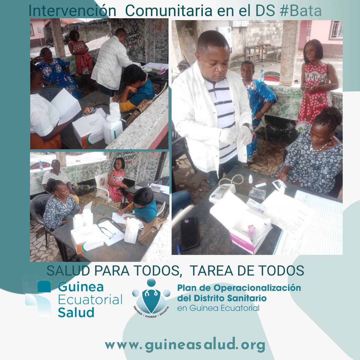 GuineaSalud's tweet photo. 👩⚕️Intervención Comunitaria en el DS de #Bata en la CV de Mbagan. Se realizaron 19 consultas médicas, 7 seguimiento a pacientes crónicos y 11 #PDR de ellos 3 (+) que fueron tratados. Se concluyó con una charla sobre #Deabetes y #HTA
#Globalhealth #Medicareforall
#SaludComunitaria https://t.co/0gANG9iPZI