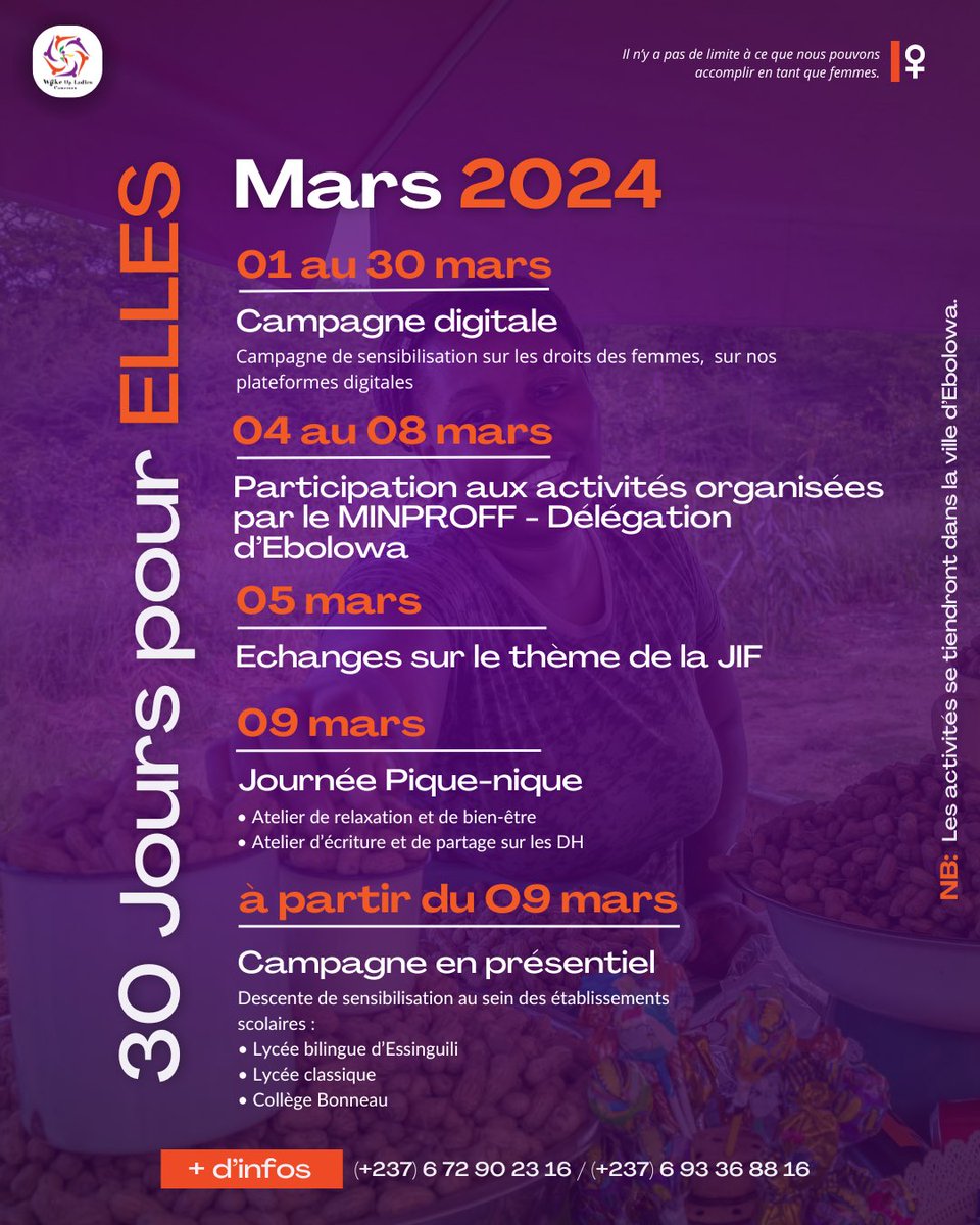 30 JOURS POUR ELLES ✨

Rejoignez-nous pour 30 jours de soutien, d'inspiration et d'action en l'honneur de toutes les femmes exceptionnelles du monde entier ! 💪🌍✨

#30JoursPourElles #SoutenonsLesFemmes #ÉgalitéDesSexes #Inspiration #Changement 
#WakeUp #WakeUpLadies