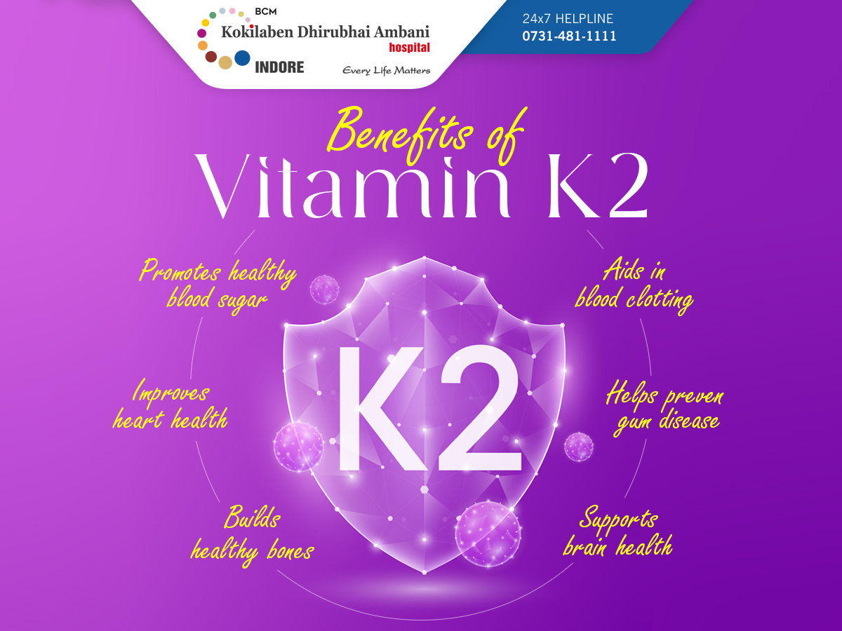Vitamin K2 is a fat-soluble vitamin that plays a crucial role in various physiological processes in the body. Here are some health benefits associated with #VitaminK2. Broccoli, spinach, lettuce, kale, Brussels sprouts, & leafy green vegetables are a few good sources.