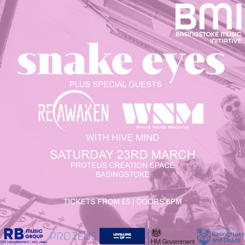 basingstoke, we’re coming for ya with a special headline show at proteus theatre  on march 23rd. really affordable tix and good vibes, we’ll be playing some new smash hits along with all ya faves. hampshire rockers, we’ll see ya there 💘 

wehavesnakeeyes.com/tour-dates