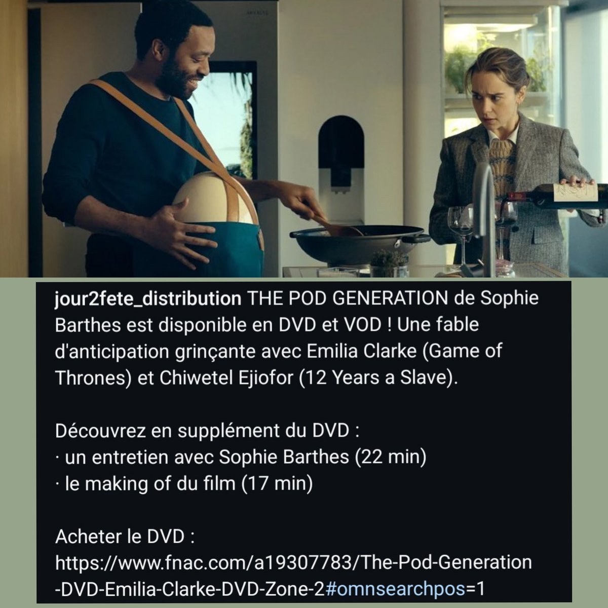 #ThePodGeneration 🥚👶is available now on DVD mode.
#EmiliaClarke  #ChiwetelEjiofor 
(via @jour2fete instagram)