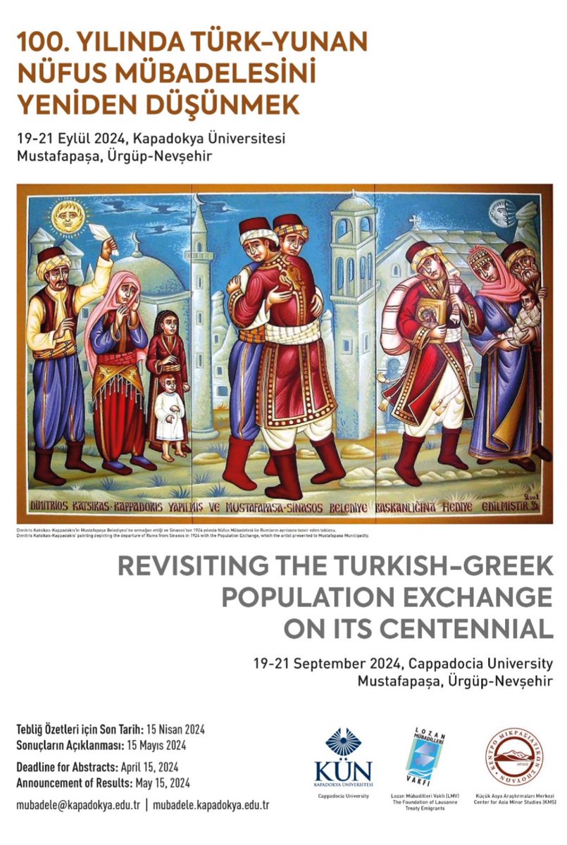 H.Ü. Göç ve Siyaset Uygulama ve Araştırma Merkezi (@hugo_hacettepe) on Twitter photo 📌Merkez Müdürümüz Prof.Dr. Sema Buz'un bilim kurulunda yer aldığı 100. Yılında Türk-Yunan Nüfus Mübadelesini Yeniden Düşünmek konferansı 19-21 Eylül 2024 tarihlerinde <a href="/KapadokyaUniv/">Kapadokya Üniversitesi</a> Nevşehir'de! Tebliğ özeti göndermek için son tarih 15 Nisan 2024 📌Merkez Müdürümüz Prof.Dr. Sema Buz'un bilim kurulunda yer aldığı 100. Yılında Türk-Yunan Nüfus Mübadelesini Yeniden Düşünmek konferansı 19-21 Eylül 2024 tarihlerinde <a href="/KapadokyaUniv/">Kapadokya Üniversitesi</a> Nevşehir'de! Tebliğ özeti göndermek için son tarih 15 Nisan 2024