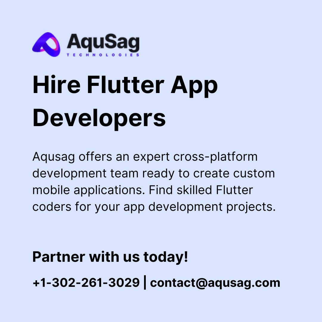 aqusag's tweet image. Hire Flutter App Developers
Looking to hire Flutter app developers? Aqusag offers an expert cross-platform development team ready to create custom mobile applications.
aqusag.com/hire-flutter-a…
#MobileDevelopment #HireFlutterDevelopers #FlutterExperts #ExpertAppBuilders