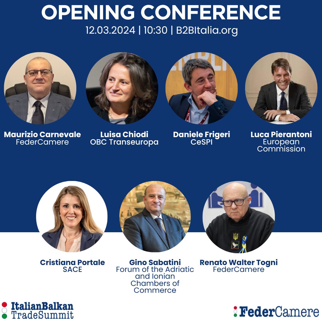 📣 Scopri i relatori della #conferenza di apertura di Italian Balkan Trade Summit e ascolta i loro aggiornamenti e le loro informazioni sulle relazioni #Italia-#Balcani (12/03/24 ore 10:30)
🟢 Iscriviti gratuitamente all'evento compilando il form: forms.gle/XR9e782mmFgAPu…