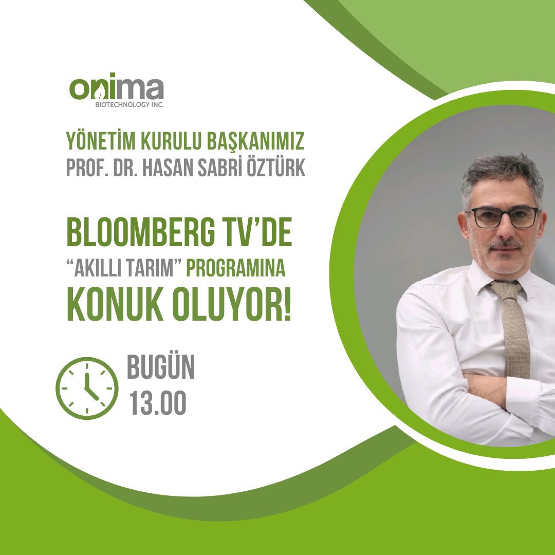 Onima Biyoteknoloji Yönetim Kurulu Başkanı Prof. Dr. Hasan Sabri Öztürk, bugün saat 13.30’da, Bloomberg TV’de İrfan Donat’ın sunduğu Akıllı Tarım programına konuk oluyor. Tüm yatırımcılarımızı yayınımıza davet ediyoruz. Canlı yayını izlemek için youtube.com/watch?v=hHSmBJ…
<a href="/fonbulucu/">fonbulucu</a>