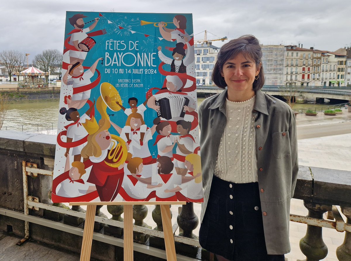 L'affiche des Fêtes de Bayonne 2024 vient d'être dévoilée. La lauréate est Sophie Courades. Son oeuvre a reccueilli 24 % des suffrages. #FDB2024