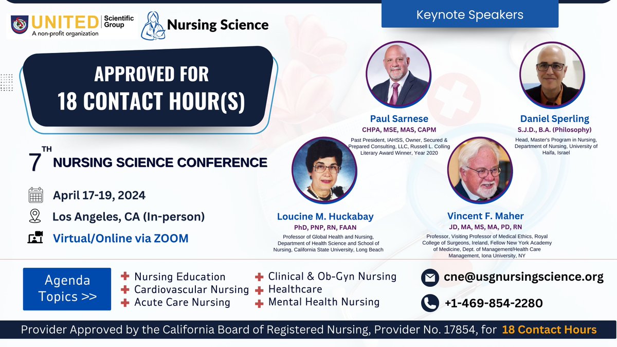 <a href="/uniscigroup/">United Scientific Group</a> announces it's Keynote panel: Join Us at the Annual Nursing Conference to learn what is happening in #Nursing! 

For more info: nursing.unitedscientificgroup.org
Contact: cne@usgnursingscience.org