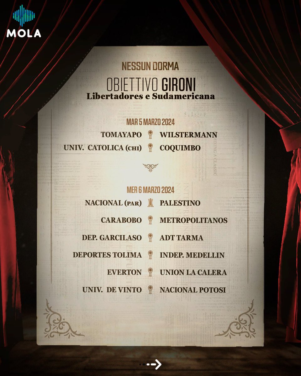 _Como_TV's tweet photo. L’atto I volge al termine: ora si deciderà chi approderà ai gironi di @Libertadores e @Sudamericana 🏆

Inizia il cammino per la #GranConquista e sarà subito dentro o fuori: gara secca, chi vince resta e chi perde esce di scena 🎬 

#Libertadores #Sudamericana #GloriaEterna https://t.co/fLA7cQpzUt