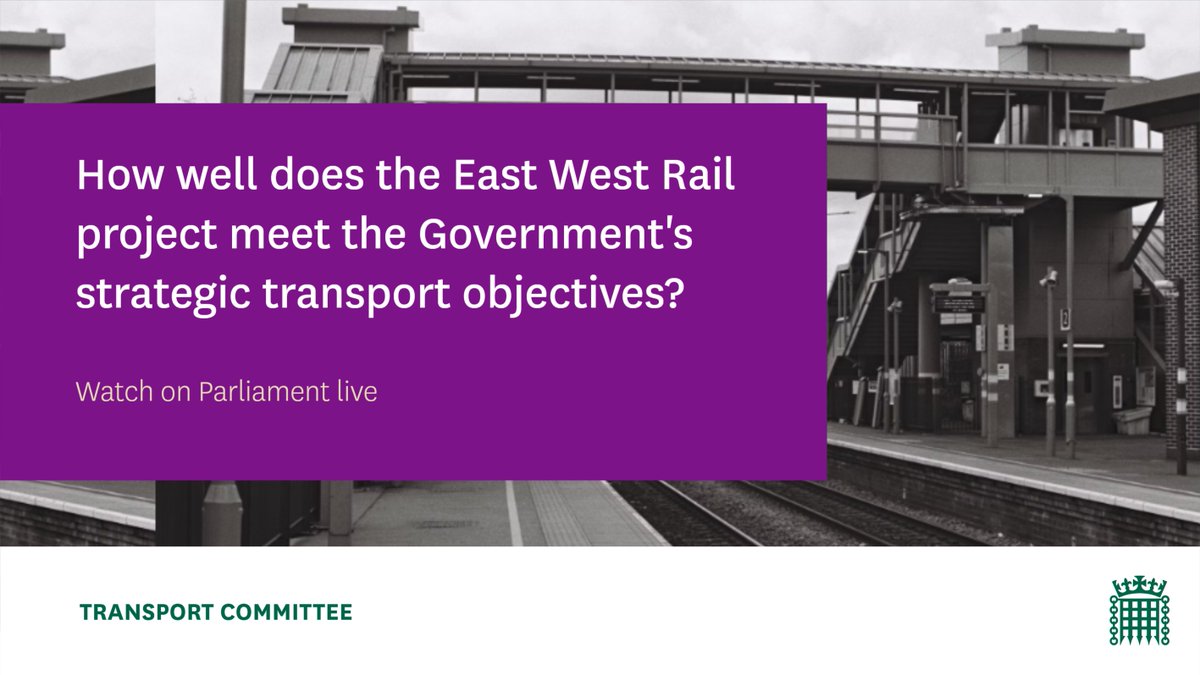 📢 At 9.30am tomorrow we're holding the third session of our inquiry into strategic transport objectives, examining the East West Rail project. 📺Watch here: parliamentlive.tv/Event/Index/78…