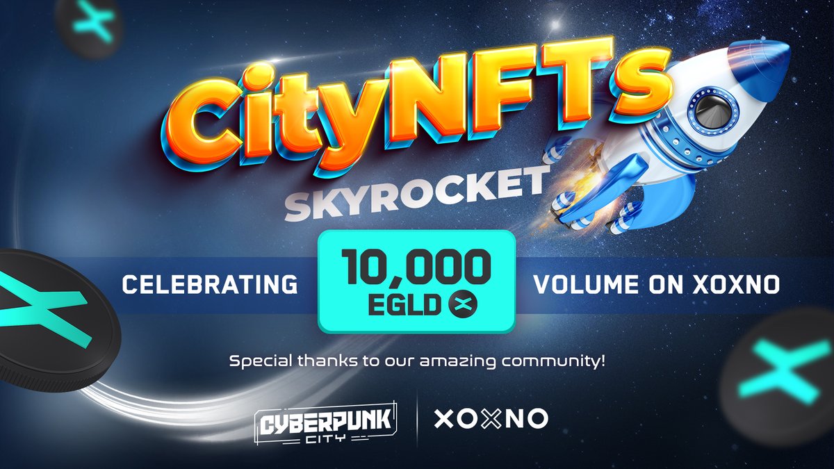 🚀🌆 Thrilling Update: Our CityNFT collection has hit a groundbreaking 10K EGLD volume on @xoxnoNFTs 📈 Floor Price Alert: 8.5 EGLD 💰 ~9x ROI from mint price 🚨 Stay tuned for the next big thing Thank you to our dedicated community! 🌟 #CityNFT $EGLD #xoxno #NFT #MultiversX