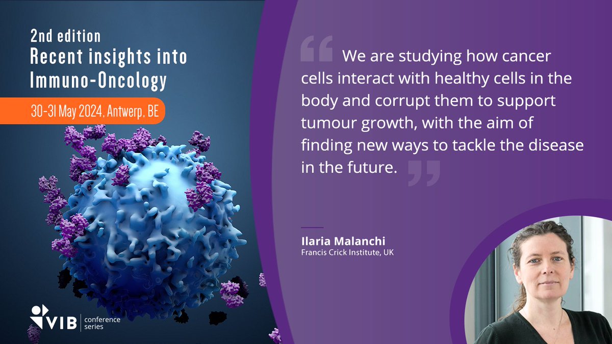 Interested in the corruption strategies deployed by cancer cells? Join us at #ImmunoOnco24 where <a href="/IMalanchi/">ilaria Malanchi</a> <a href="/TheCrick/">The Francis Crick Institute</a> will guide you through this topic. Come to Antwerp and meet great speakers! - your reporter MPO
🗓️Abstract deadline: 28/03

ℹ️ vibconferences.be/events/recent-…
<a href="/vib_ccb/">CCB_VIB_KUL</a>