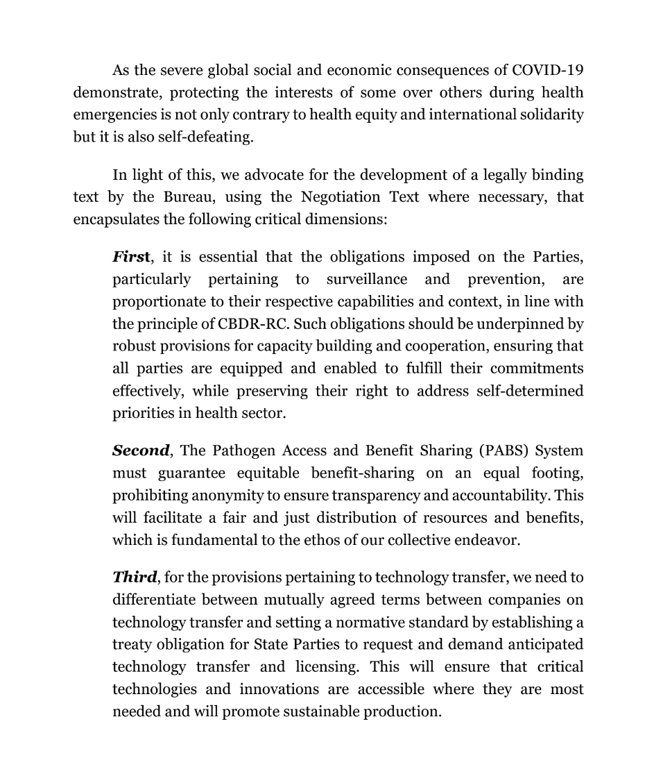 ThiruGeneva's tweet photo. Statement by the Permanent Representative of Pakistan
at the Eighth meeting of Intergovernmental Negotiating Body to draft and negotiate a pandemic treaty on behalf of the Group for Equity @WHO #pandemictreaty #INB8 https://t.co/byggRLWJnu