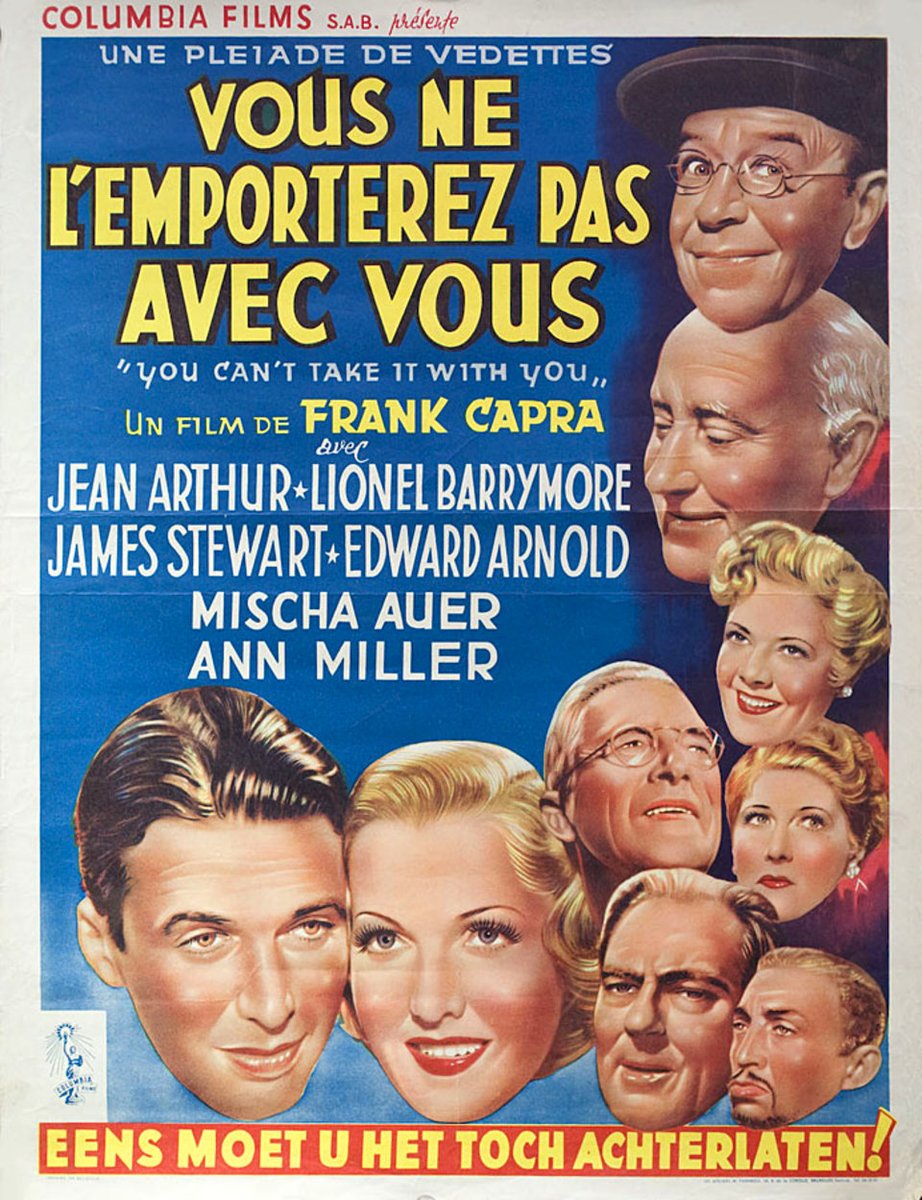 TCMComingUp's tweet photo. #ComingUpOnTCM

YOU CAN'T TAKE IT WITH YOU (1938) Lionel Barrymore, Jean Arthur, James Stewart
Dir.: Frank Capra 10:45 PM PT

A girl from a family of free-thinkers falls for the son of a conservative banker.

2h | Comedy| TV-G

#TCM #TCMParty #GeorgeSKaufman #MossHart https://t.co/t2hTfvzFkq