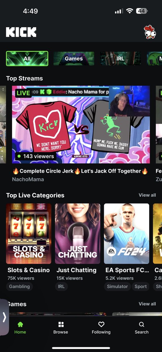 Great stream tonight!! Made it to the front page again!! #LoveWhatIDo #KickStreaming #KickStreamer