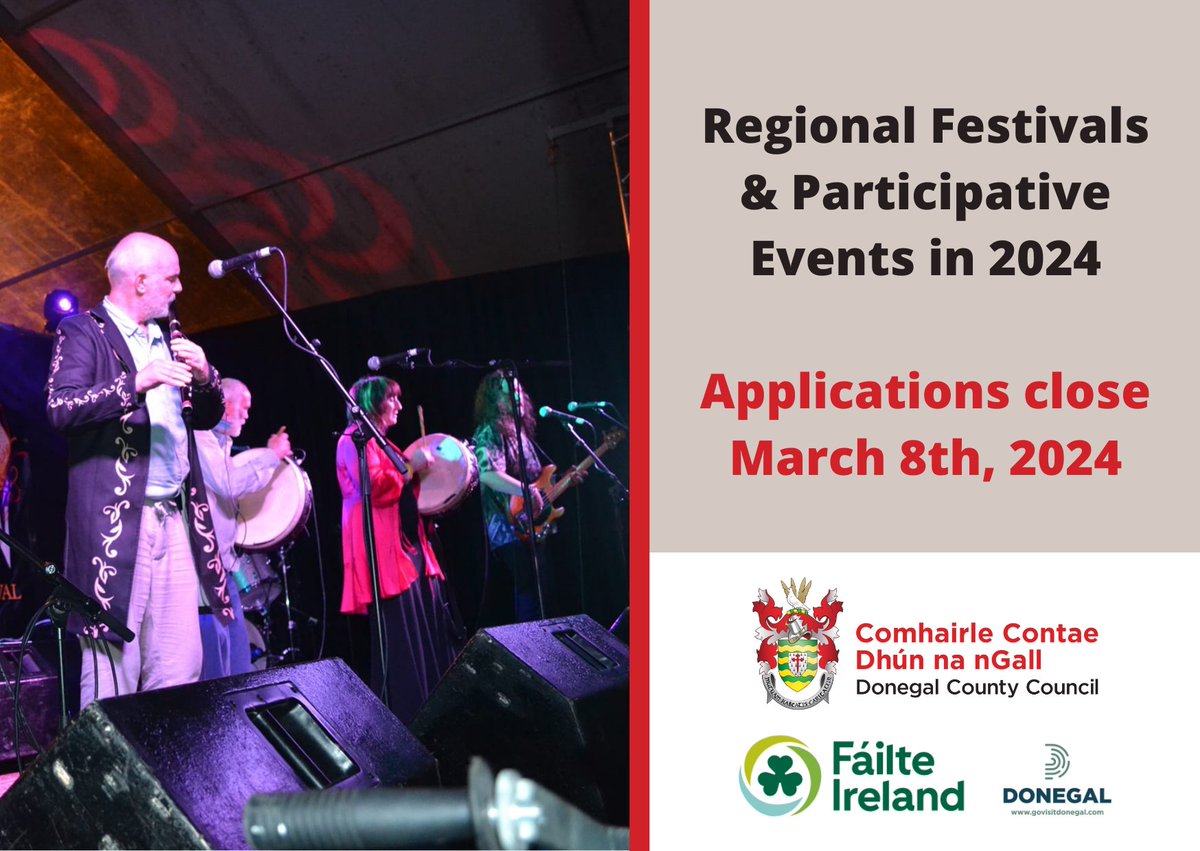 Donegal County Council is inviting applications for funding under the Regional Festivals & Participative Events Programme. Full details - ow.ly/k2JH50QGBQN #Donegal #YourCouncil