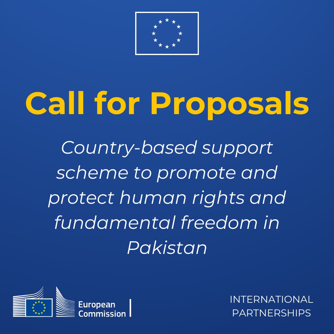 Call for proposals‼️ The EU has launched a new call for projects worth ~EUR 3 million to promote and protect human rights and fundamental freedoms in 🇵🇰. ⏰️ Deadline for submission of concept notes is 22 April 2024, before 15:00 hrs PKT. 🔗 Guidelines webgate.ec.europa.eu/online-service…