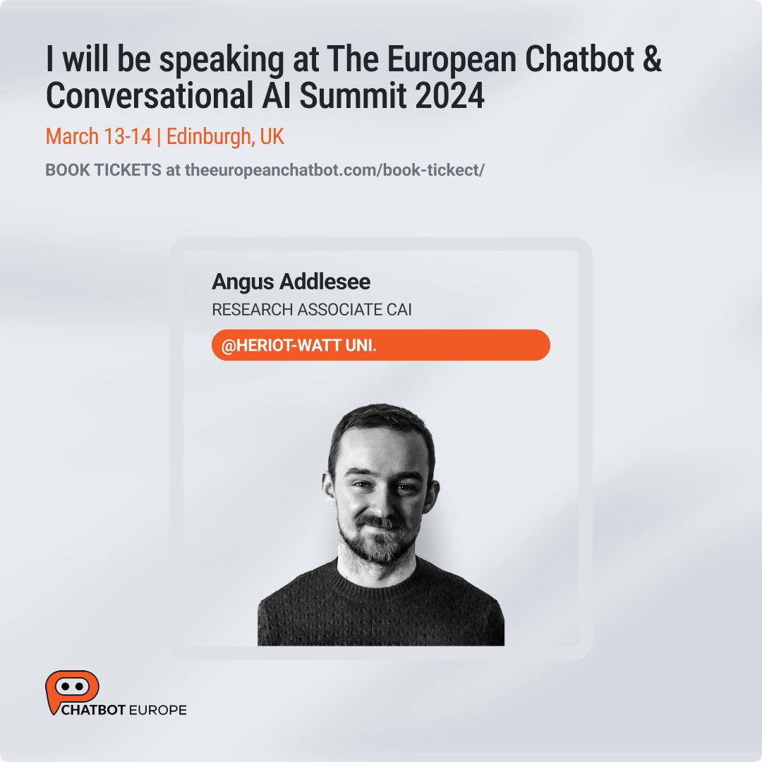 Next week, I'll be speaking at the @EuropeanChatbot Summit 🎉🎉 I will present both my research, and the work by @HeriotWattUni's team on the @SpringH2020 project! We will also be bringing the ARI Robot by @PALRobotics with @oliverlemon, @nagunson, & @n_cherakara @iLab_hwu