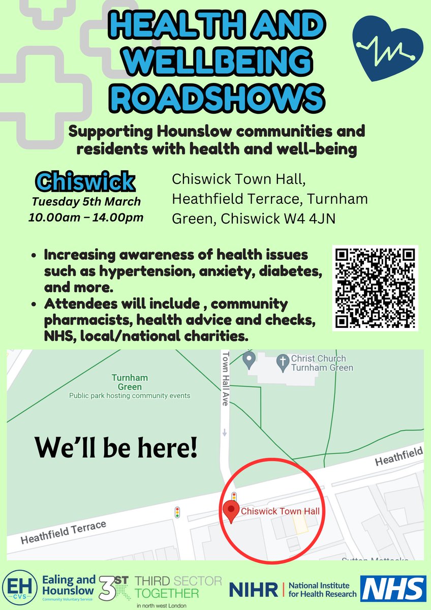 If you're near #ChiswickTownHall this am, there's still time to drop into our #HealthRoadshow running 10:00-14:00. Get a FREE health check, learn about access to recourses, speak to pharmacists & meet ppl from your community! #YourHealthinYourHands @H4All_Charity @EHU_ARCNWL