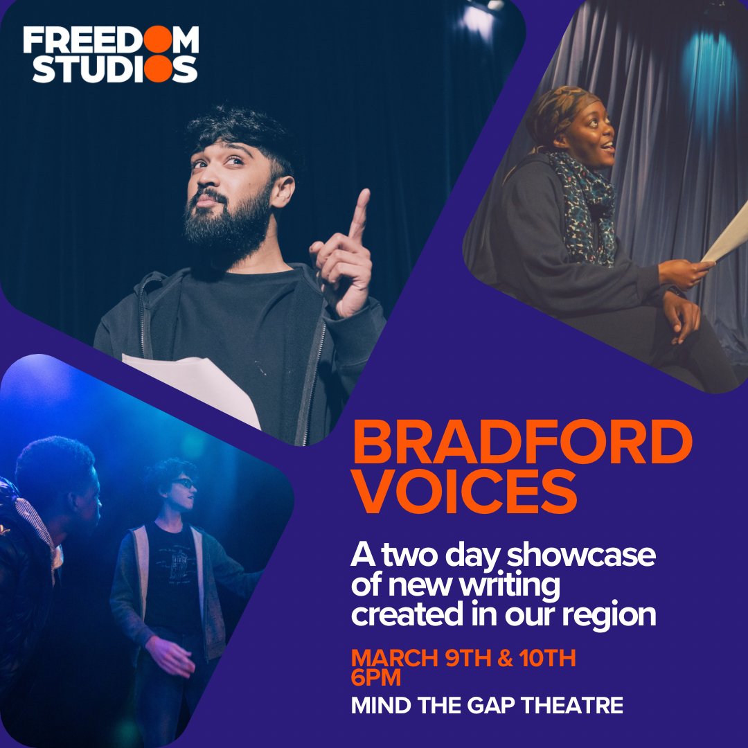 🎭Bradford Voices Showcase - THIS WEEKEND🎭 Join us for a two-day celebration @MtGstudios of some of the best hidden talent & creativity from #Bradford! 🌟Young People Showcase 🗓️ March 9, 6pm 🌟Talent Development & Community 🗓️March 10, 6pm Book Here: freedomstudios.co.uk/production/bra…