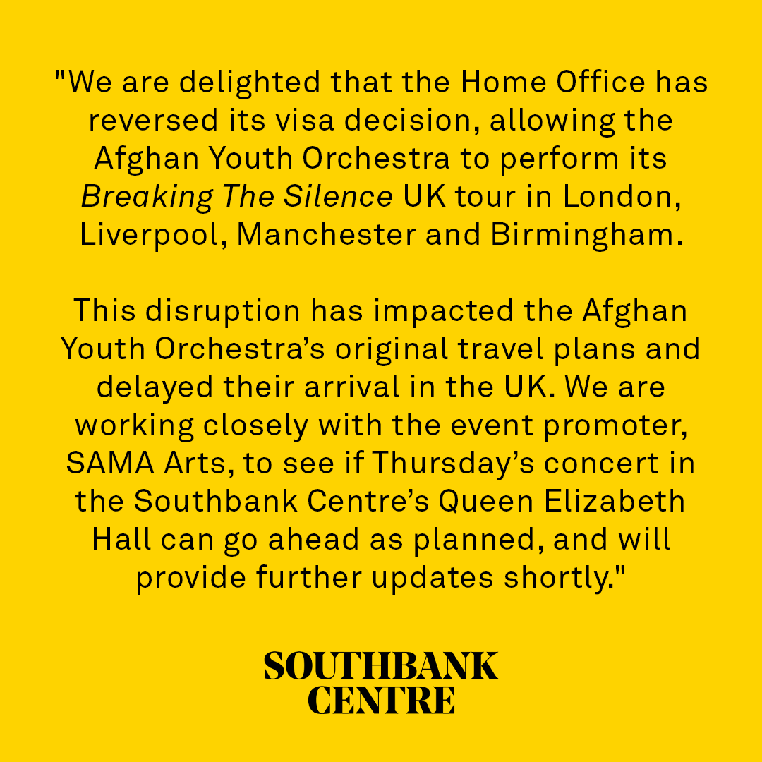 Further statement on the Afghan Youth Orchestra: