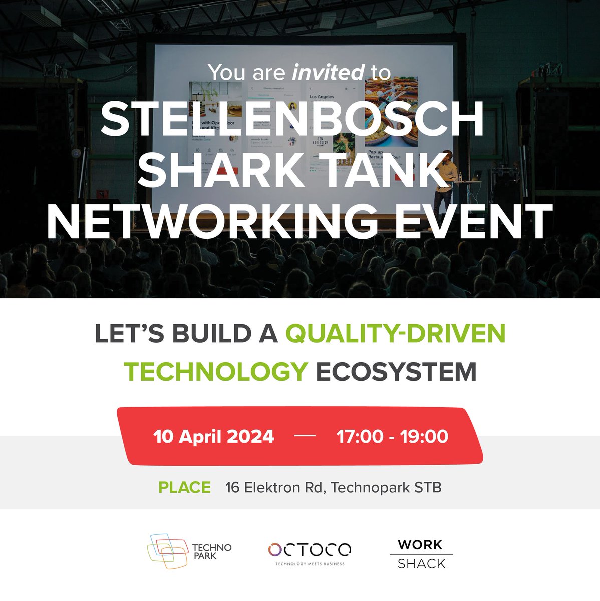 Technopark Stellenbosch, in collaboration with Workshack and Octoco, invites you to attend our next Networking Event. Let's talk Stellenbosch Tech. RSVP is essential. 👉 ow.ly/OK4C50QL0Vk

#stellenboschtech #founders #startups #networking #funding #pitching #technopark