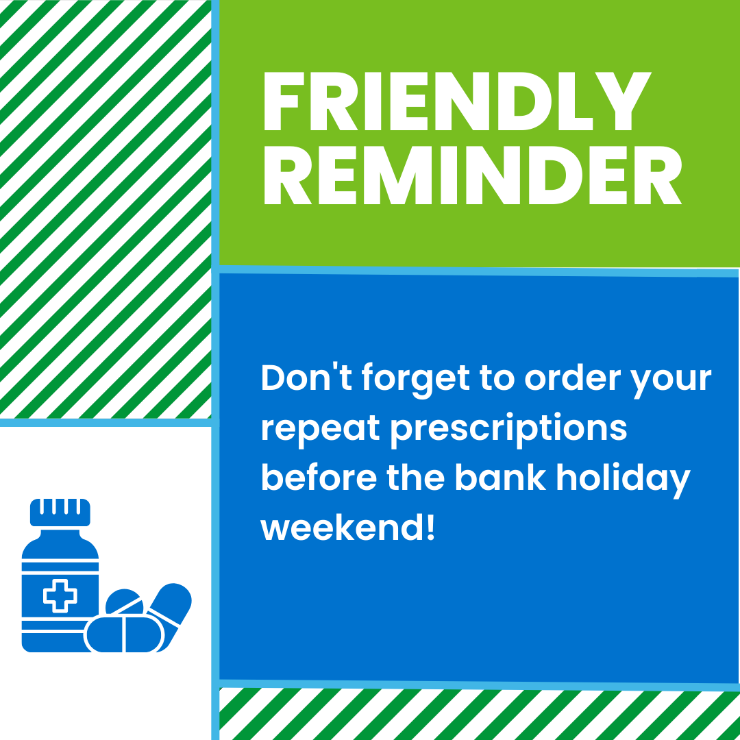 MidDorsetPCN's tweet photo. π’ Friendly Reminder: Order your prescriptions in advance for the upcoming bank holiday weekend! π Thank you for only requesting the medicines you need β you're supporting your community, the environment, and your NHS.
π https://t.co/mI8QgqHr1f
#Dorset #RepeatPrescriptions https://t.co/XYl3ueA3hK