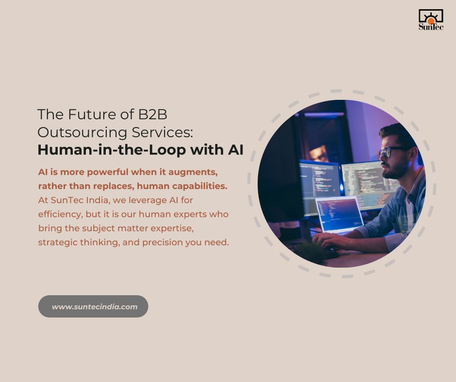 As AI evolves, the demand for #humanexpertise to guide it rises. We meet this demand by leveraging advanced AI tools alongside our team of subject matter experts to deliver powerful #BPOSolutions that fuel your #businessgrowth. Explore here: bit.ly/43wlDvZ

#SunTecIndia