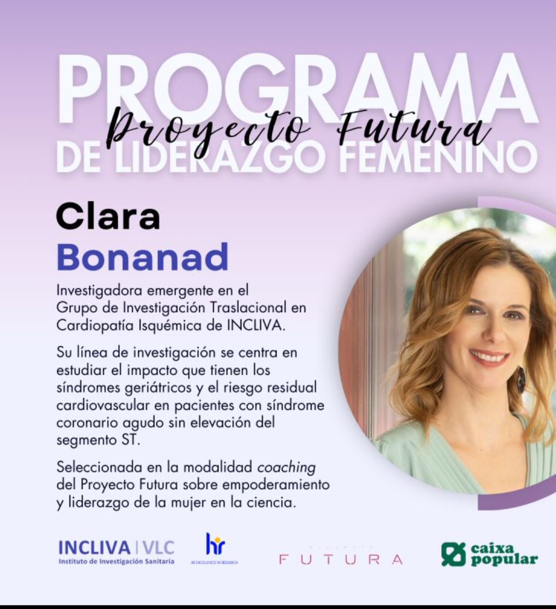 BonanadClara's tweet photo. Gracias @incliva_iis por la oportunidad de participar en el proyecto #FUTURA de @asedecia. Gracias a mi equipo y a mi hospital por la oportunidad! #MujeresLíderesCientíficas @srg_gb @MaidanaDaniela_ @StreamAl34 @mrguilleb @carl_munal @JRTeam13 @MaidanaDaniela_ @javidamesc14 @Paqui17637468 @medicina_uv @UV_EG @gvaclinic