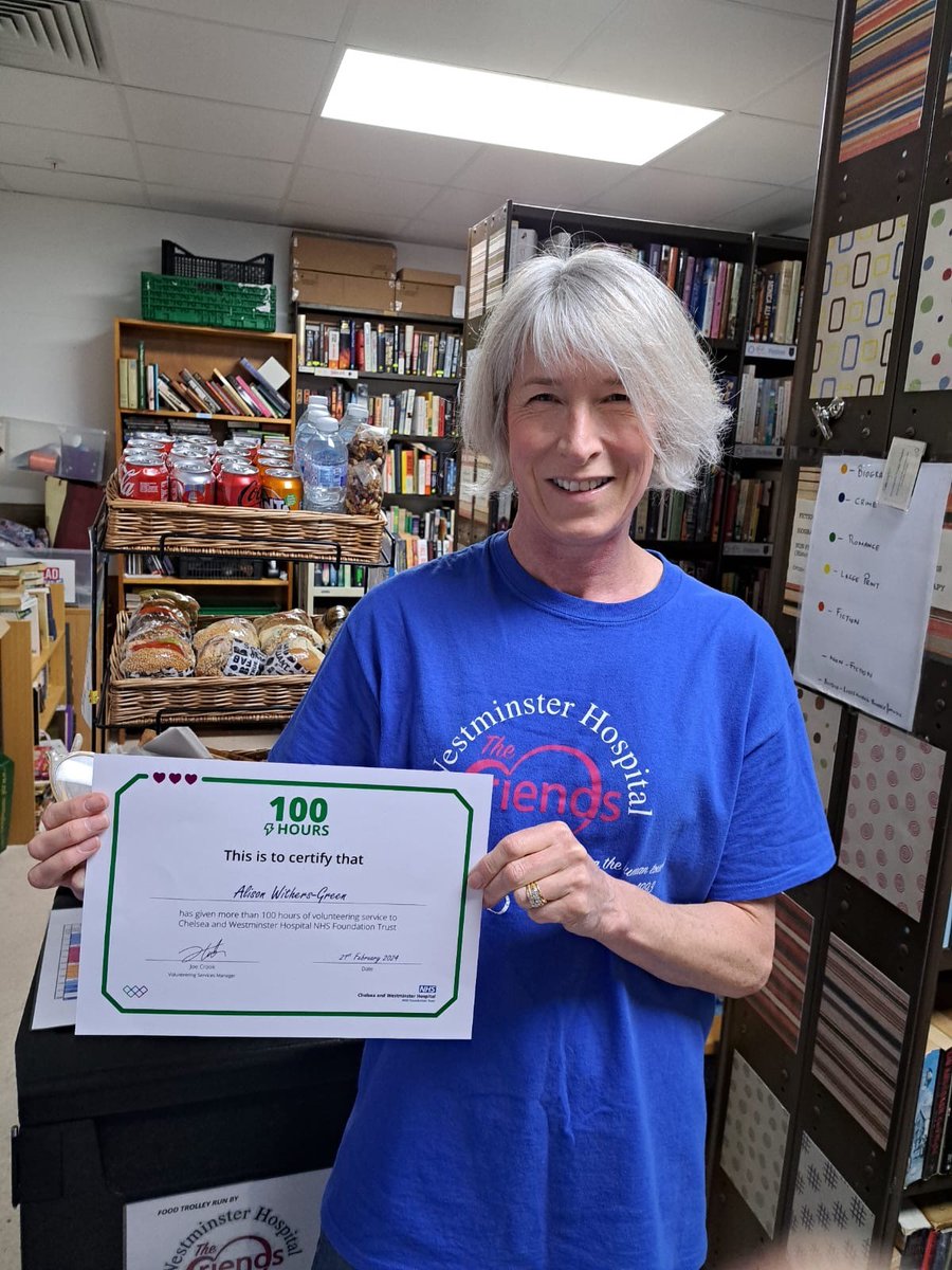 Well done to our brilliant Lunch Trolley volunteer Alison, who has completed 100 hours of volunteering! We are so grateful for the hard work and dedication of our whole volunteer team. #volunteers #smallcharity