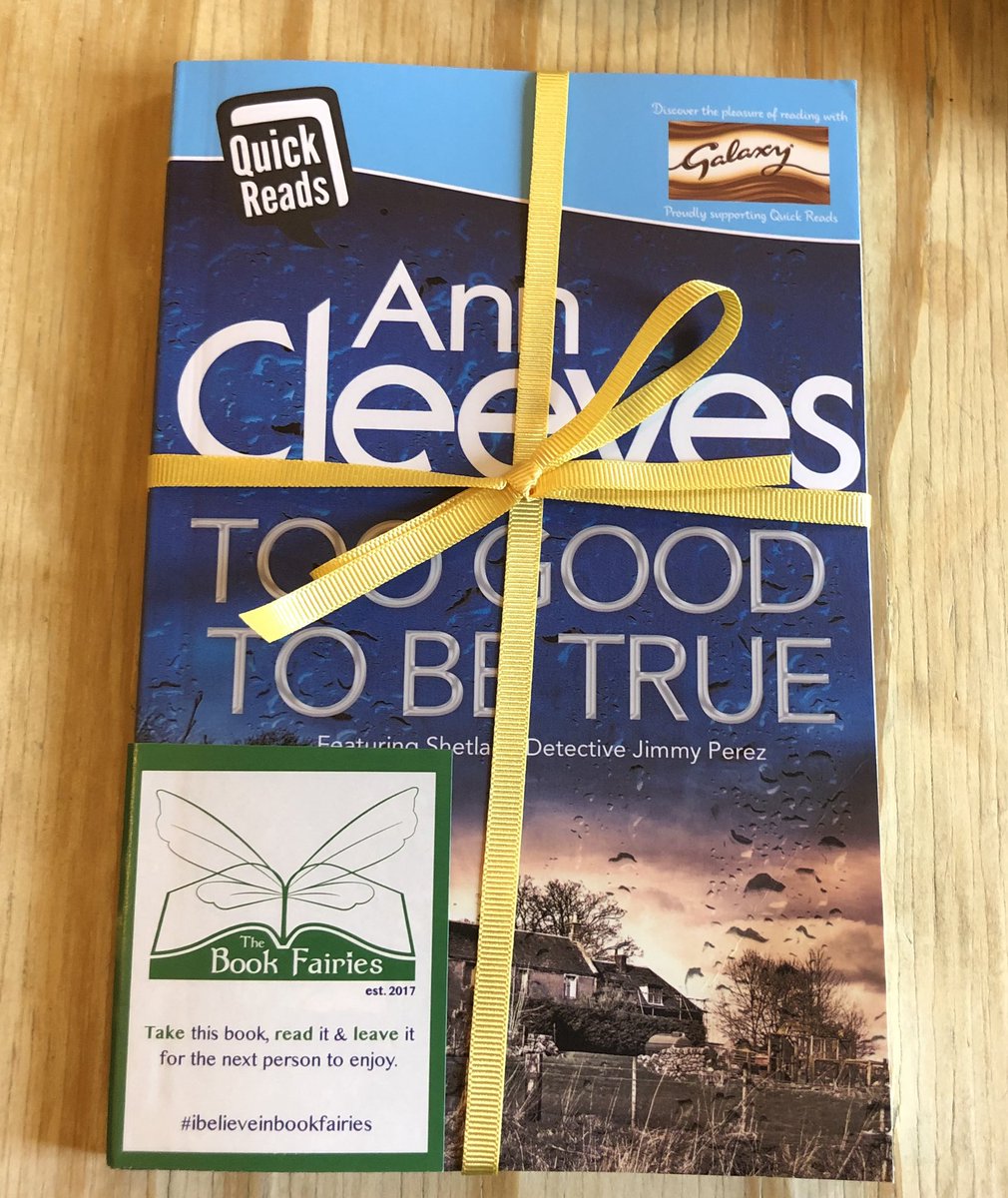 Earlier this #bookfairy left a copy of Too Good To Be True by Ann Cleeves Featuring Detective Inspector Jimmy Perez from the bestselling Shetland Series. Did you spot this book? #outofofficecoffee #olney 😀 #ibelieveinbookfaries @the_bookfairies