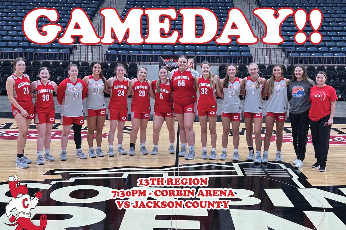 Corbin Ladyhounds BB (@bb_corbin) on Twitter photo GAMEDAY!!!! Come out and support your Lady Redhounds as they take on the Jackson County Lady Generals in the first round of the 13th Region Tournament! 7:30pm Corbin Arena. <a href="/noodles2218/">Bailey Stewart</a> <a href="/jordan_mahayla/">Mahayla Jordan</a> <a href="/darcieanderson_/">darcie anderson</a> <a href="/KallieHousley/">kallie</a> GAMEDAY!!!! Come out and support your Lady Redhounds as they take on the Jackson County Lady Generals in the first round of the 13th Region Tournament! 7:30pm Corbin Arena. <a href="/noodles2218/">Bailey Stewart</a> <a href="/jordan_mahayla/">Mahayla Jordan</a> <a href="/darcieanderson_/">darcie anderson</a> <a href="/KallieHousley/">kallie</a>
