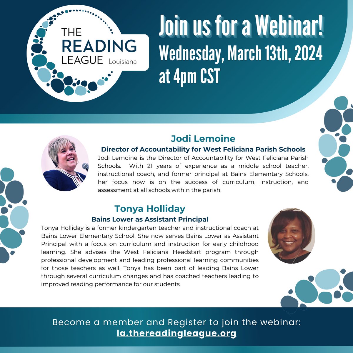 Join us, March 13 at 4pm, for a webinar where we will engage in conversation with a Louisiana school system that is effectively implementing structured literacy supports that assist all students in their learning needs. Register today at la.thereadingleague.org/events/