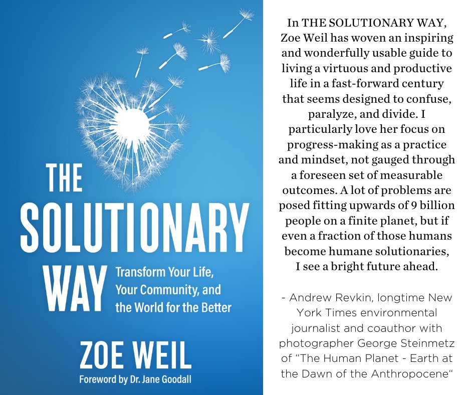 Incredibly gratifying to be receiving endorsements for THE SOLUTIONARY WAY from people I admire so much. Thank you Andy @Revkin. Pre-orders deeply appreciated at Bookshelf, Amazon, B&N!
@HumaneEducation #SolutionaryWay