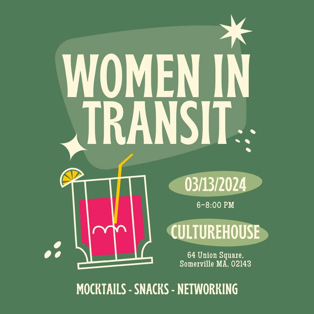 🥂 Celebrate #WomensHistoryMonth with us next Wednesday! ➡️ Stop by anytime between 6–8:00pm to network with women & femmes in the transit sphere. RSVP here: lu.ma/n9vokxt9