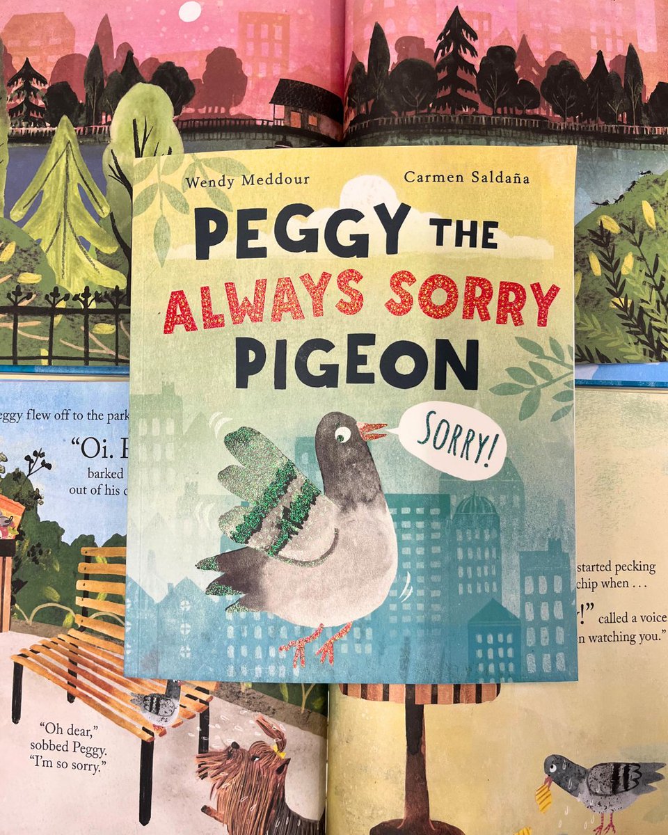 Sorry! Oops, we meant SOGGY HAT SANDWICH! Learn how to build confidence and stop apologizing for every little thing with #PeggytheAlwaysSorryPigeon by @WendyMeddour and illustrated by #CarmenSaldana, officially on sale in the U.S today! TRUMPET-TOES!🐦

#BeeAReader🐝
