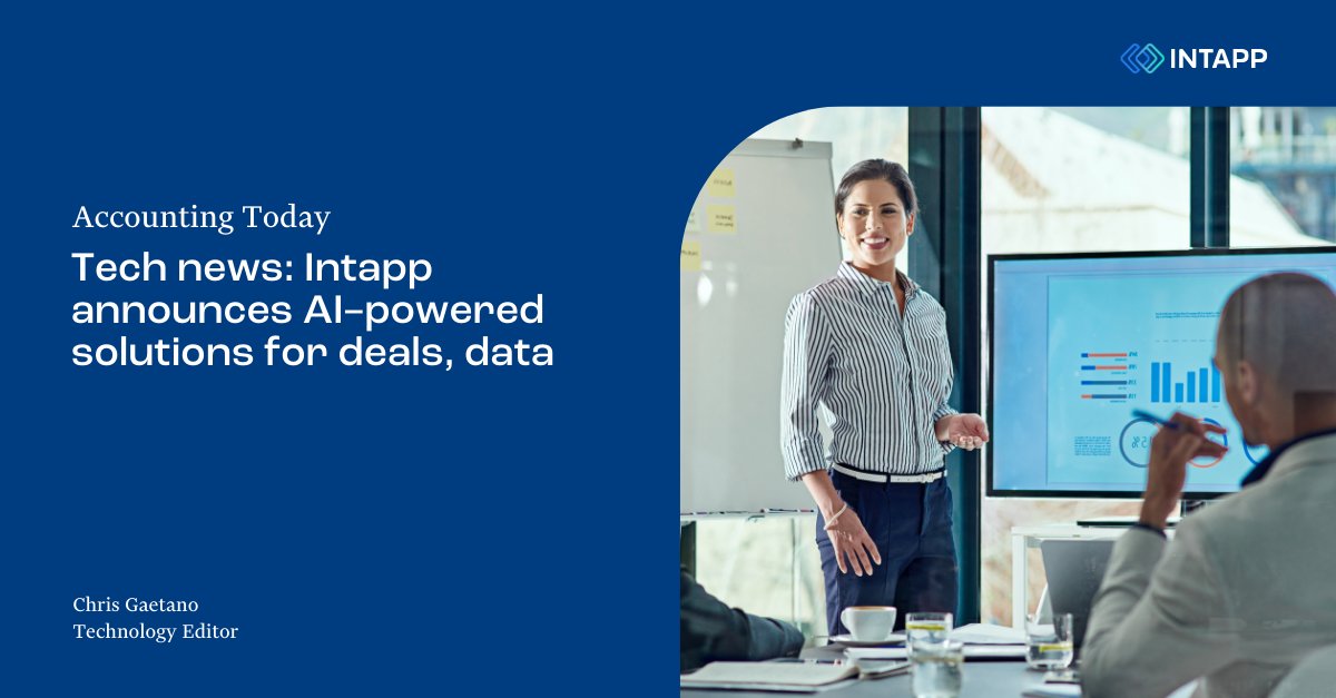 intapp's tweet image. .@AccountingToday included Intapp’s new AI solutions in a weekly roundup of updates. Coverage includes the launch of #IntappAssist for DealCloud, #IntappData, our plans to acquire AI software company delphai, and the launch of #IntappWalls for #Copilot.
hubs.li/Q02n48X50