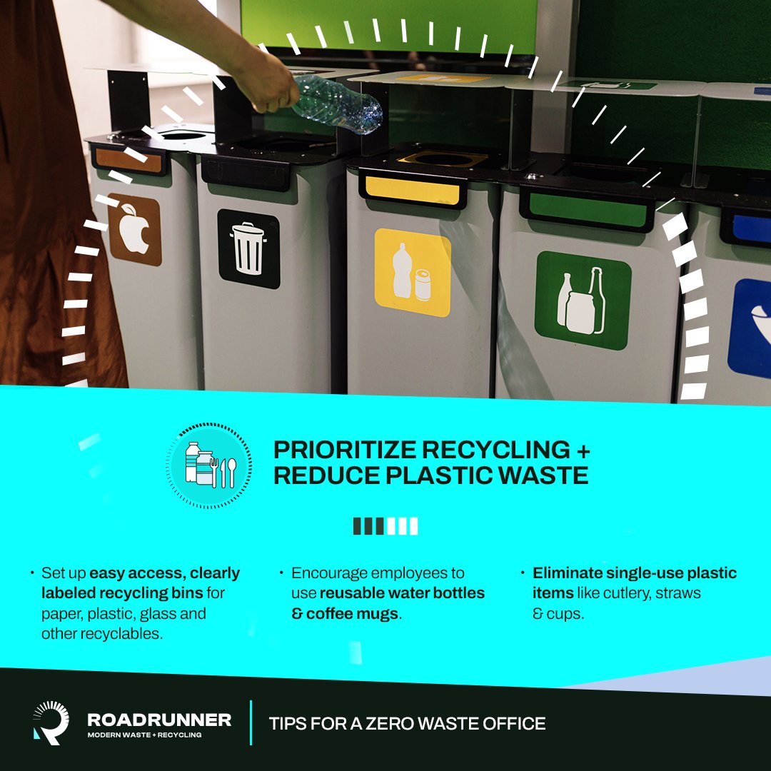 Here's the second of 4 tips we'll post this week about creating a Zero Waste Office: Prioritize Recycling and Reduce Plastic Waste. Learn more: hubs.la/Q02mTf110