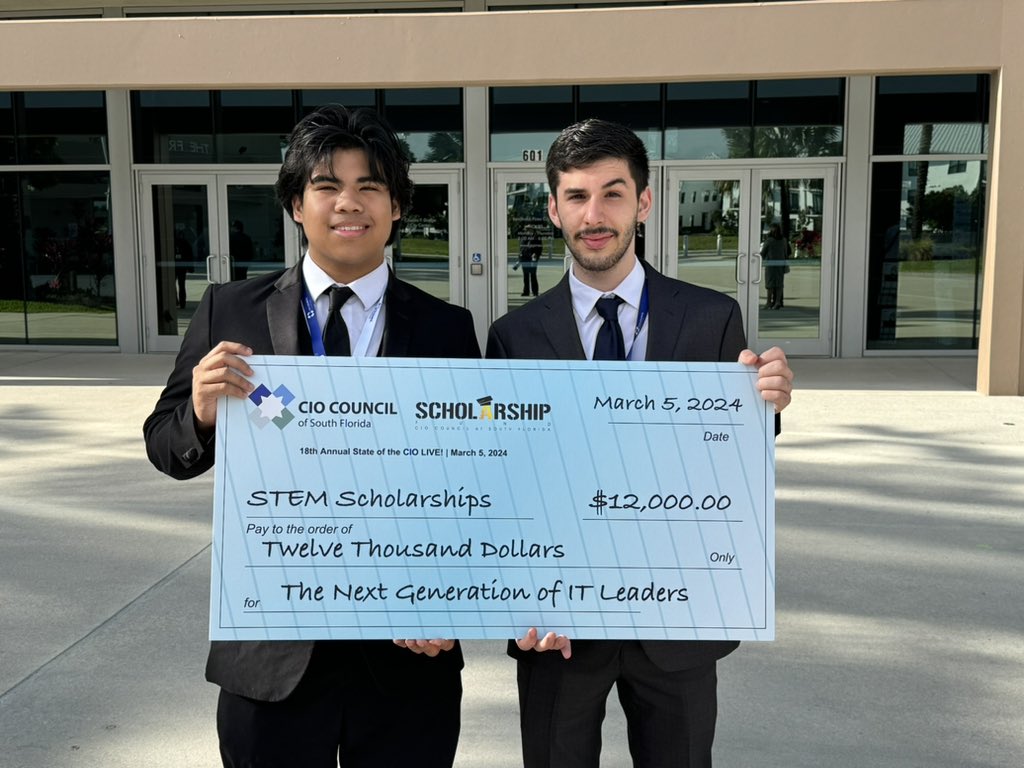 mlecITacad's tweet image. Congratulations to our IT Jaguars Leonardo &amp;amp; Mikhail for winning the 2024 CIO Scholarship of $1500.00! @MLECJaguars @MLECPrin @CTEMiami @NAFMiami @NAFCareerAcads