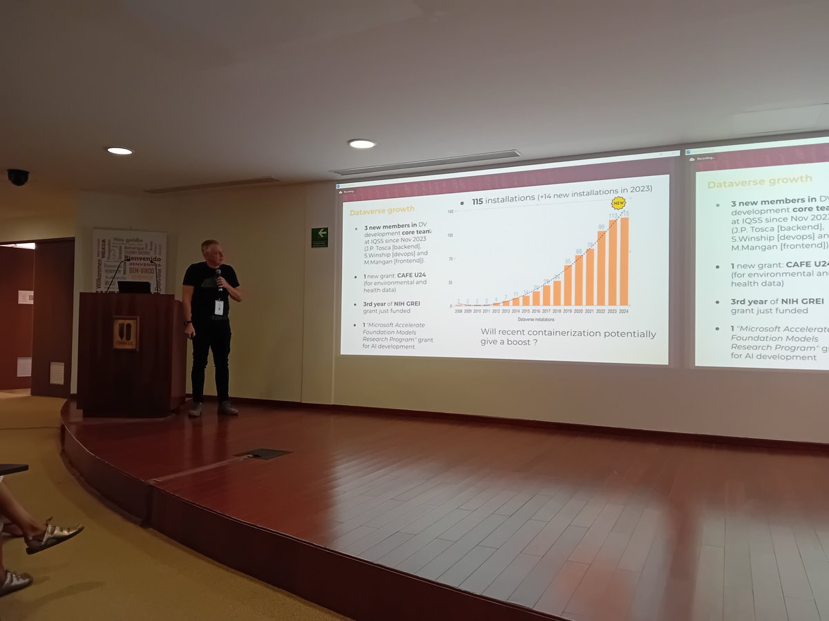 4tykhonov's tweet image. @iacus kicking off #Dataverse2024
@dataverseorg Community meeting. Dataverse is doing great, 14 more installations since the beginning of the last year! #dataverse #dcm2024