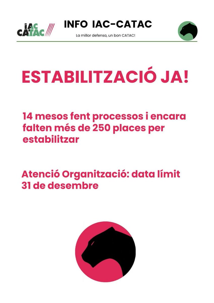 No estem anant en el calendari previst.Demanem a l'<a href="/ajsantcugat/">Aj. Sant Cugat</a> que posi els recursos necessaris per resoldre el procés d'estabilització abans del 31 desembre de 2024 #Estabilització #Stopabustemporalitat