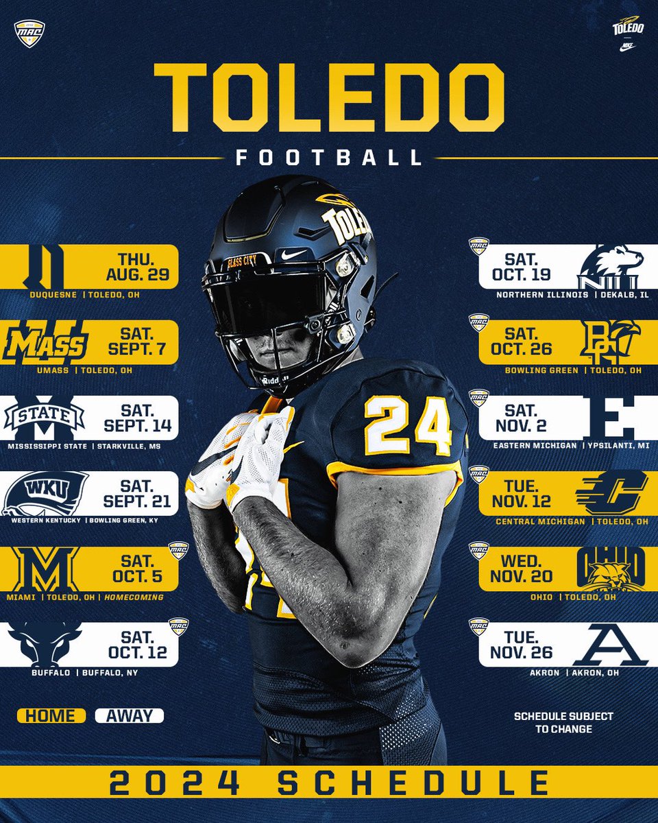 📅 MARK THOSE CALENDARS 📅 The 2024 Schedule is here, let the countdown begin‼️ #TeamToledo