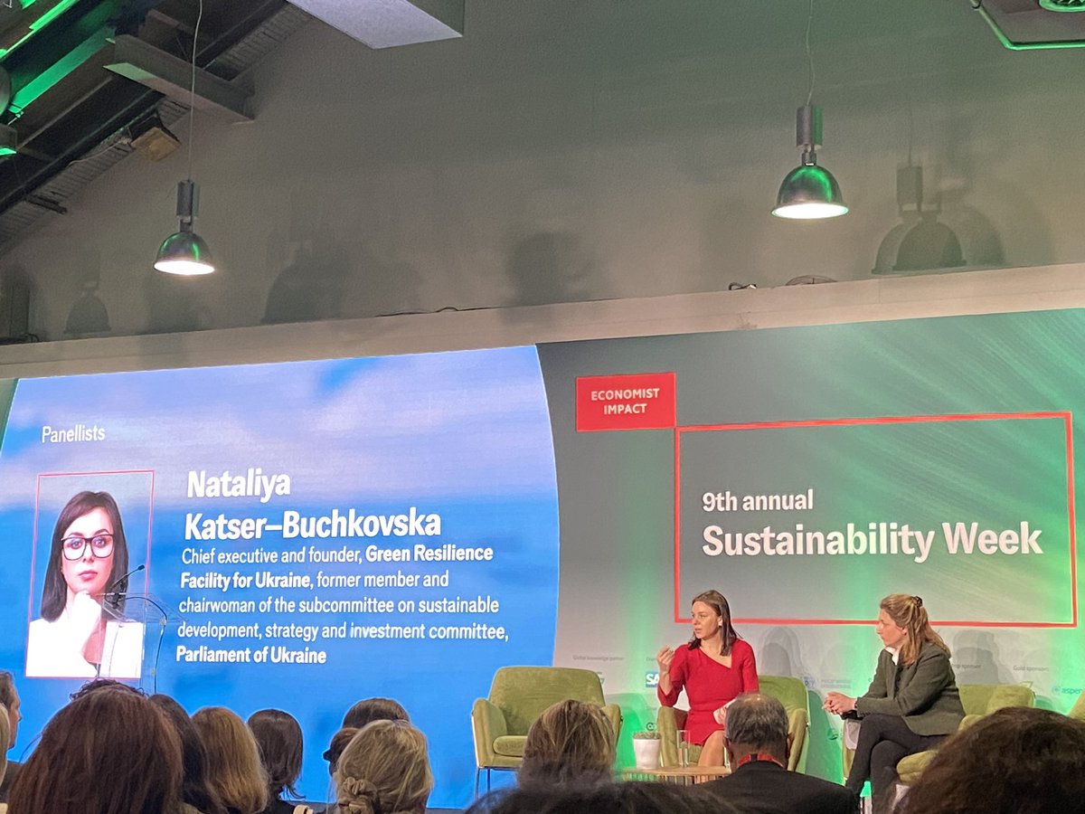 Clean energy will be key to Ukraine’s reconstruction and also to curbing emissions from war, said a rep from the Ukraine parliament at the @economistimpact event in London today