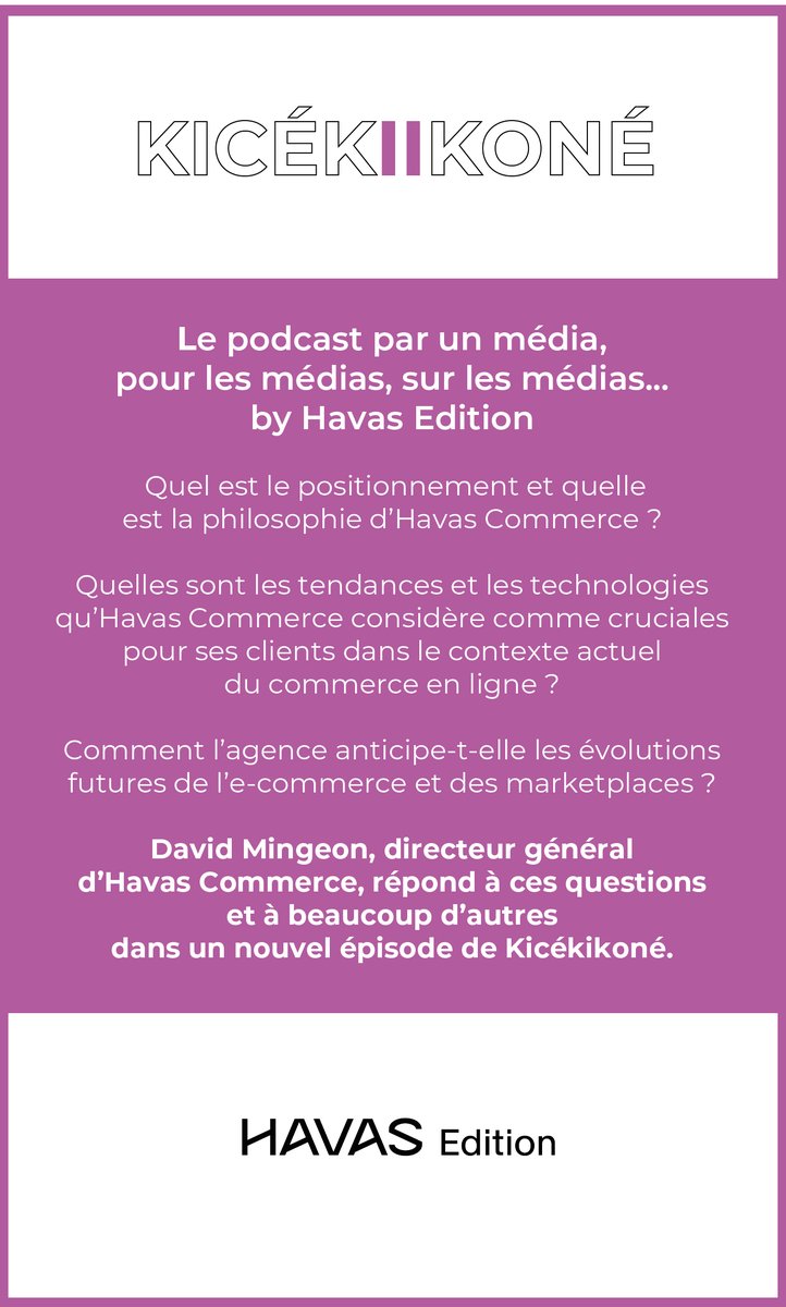Le #podcast #Kicékikoné by Havas Edition évoque les activités de l'#agence et s'accorde aux sujets d'#actualité💡 Ecoutez le nouvel épisode avec @david_mingeon, DG d'Havas Commerce qui revient sur le positionnement et la philosophie de l'agence🎙️ 👉Lien : havasedition.com/categorie-publ…